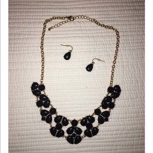 Black accent necklace with matching earrings